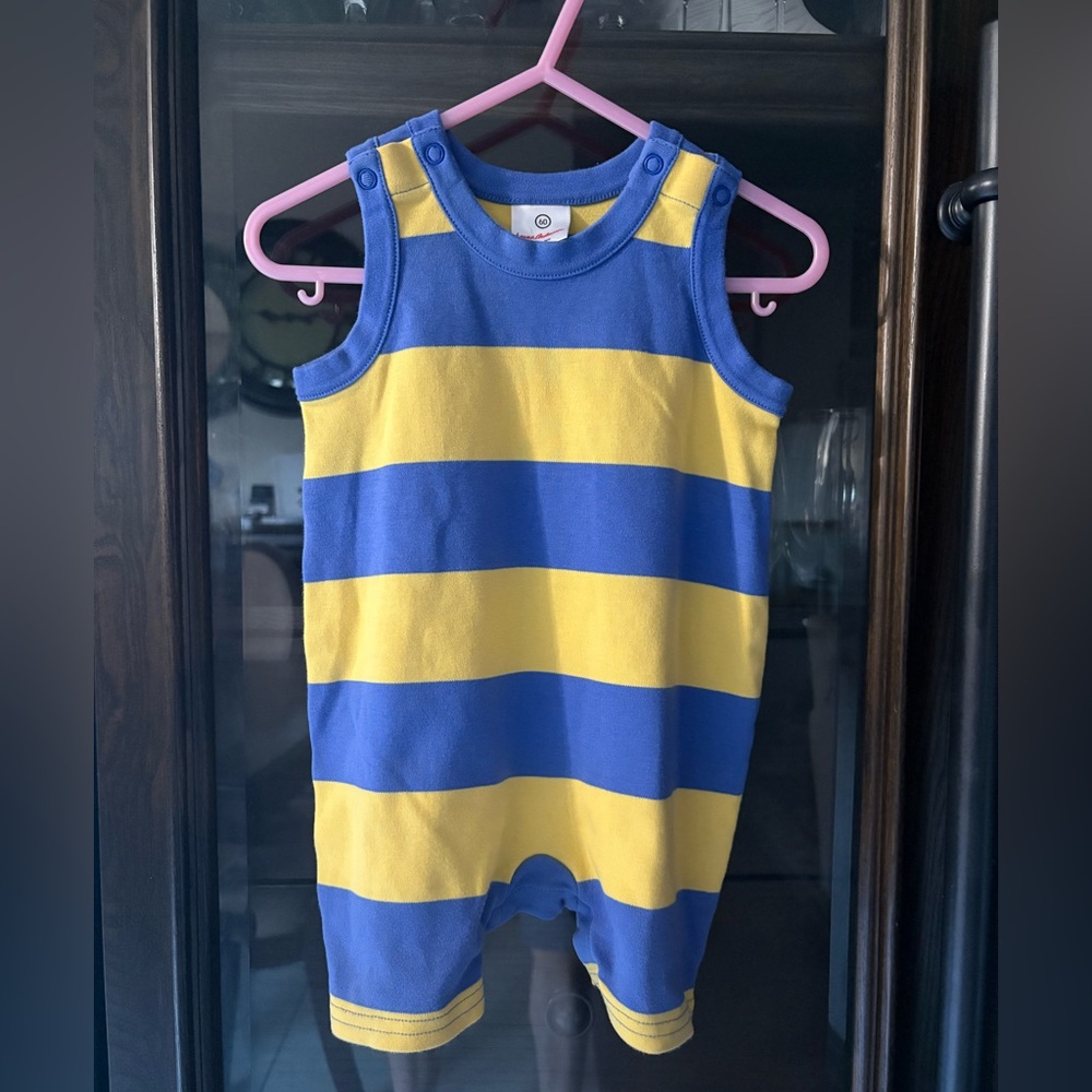 Hanna Andersson Blue and Yellow Baby Romper